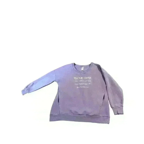 Funny Purple Coffee Pullover Crewneck V Neck Oversized Fit Size L Sarcastic - Picture 8 of 9
